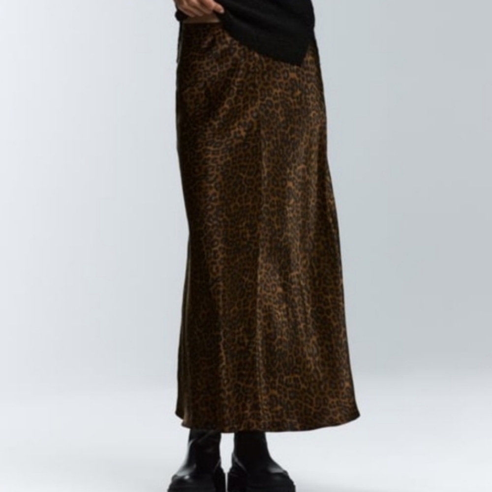ZARA Leopard Print Long Maxi Skirt Sz S NWOT
